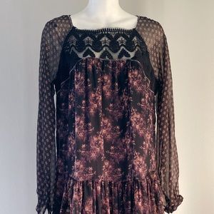 Free people tie dye lace long sleeve dress